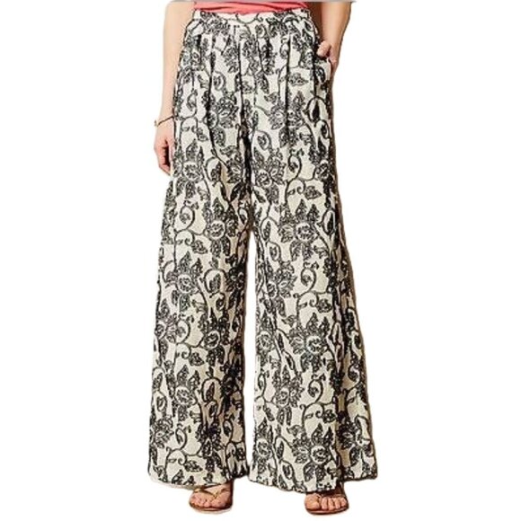 Anthropologie Pants - NWT Anthropologie San & Soni Terre Textured Cotton Wide Leg Pants 10